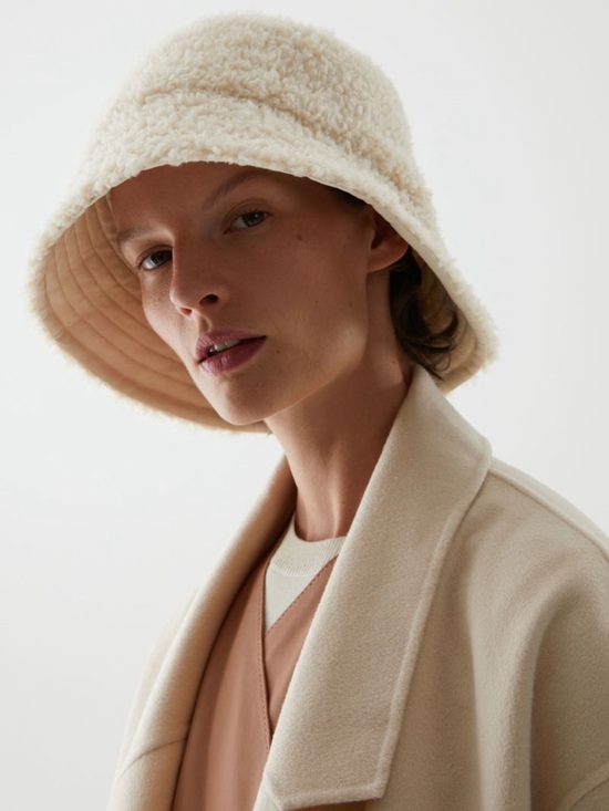 Cos Organic Cotton Wool Mix Reversible Shearling Sherpa Bucket Hat main image 7